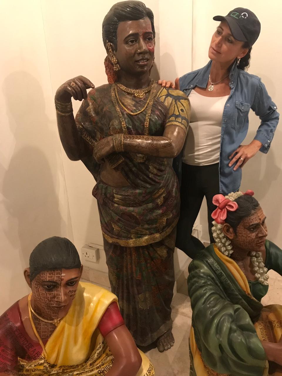 Sophie Jo with sculptures